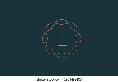 L floral monogram alphabet letter logo for company thin lines. Branding for lettering and identity. Creative template design for business icon