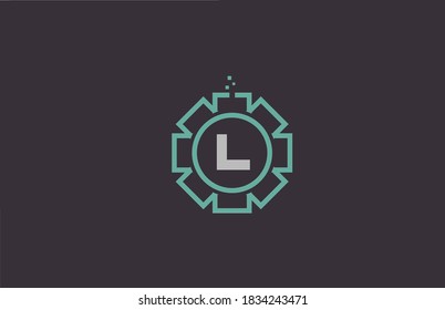 L flower alphabet letter logo icon in green color. Creative abstract geometric design for business and company 