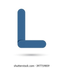 L font vector with blue Jeans on White background