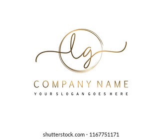 L G Initial handwriting logo vector