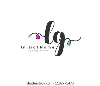 L G Initial handwriting logo vector template
