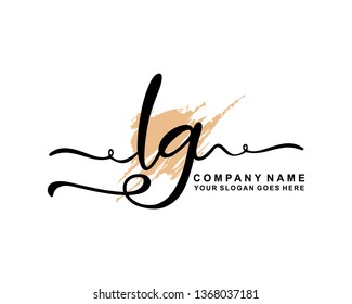 L G Initial Handwriting Logo Template