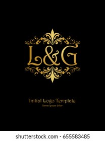 L & G initial wedding logo template vector