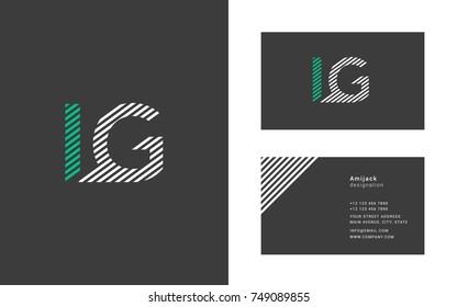 L G joint logo line letter design with business card template