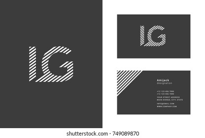 L G joint logo line letter design with business card template