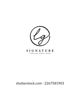 L, G, LG Letra inicial manuscrita y logotipo del vector de la firma. Plantilla de negocio en forma redonda