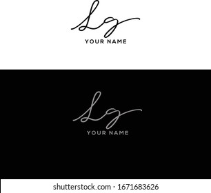 L G LG initial logo signature template vector. Handwriting concept logo.