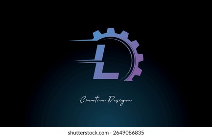 L Gear Fusion Logo – Industrial Tech-Inspired Letter mark Futuristic Industrial Letter Mark Design for Technology and Engineering Brands.