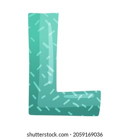 L glossy letter. Cute childish alphabet for card, poster, nursery design cartoon vector illustration