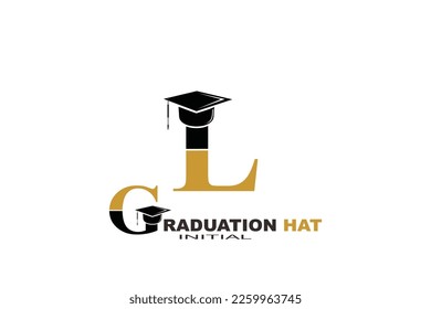 L graduation hat Letter logo template for your branding.