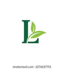 L Green Leaf Letter Design Logo. Eco Bio Leaf Letters Icon Illustration Vetor Logo.