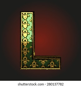 l green vector letter with gold