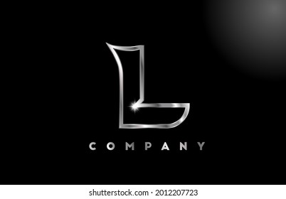 L grey metallic alphabet letter logo for business template. Professional metal icon design for lettering and identity 