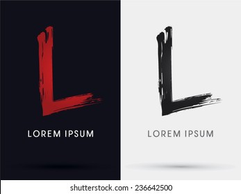 L grungy font, brush, logo, symbol, icon, graphic, vector .