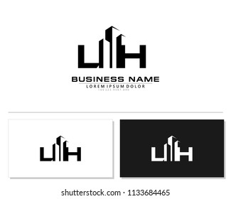 L H Initial building logo concept