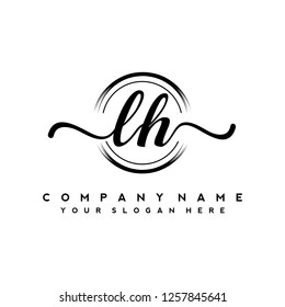 L H Initial handwriting logo vector
