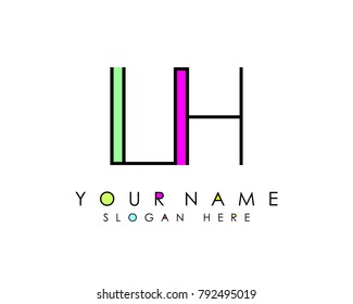 L & H initial minimalist logo template vector