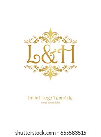 L & H initial wedding logo template vector
