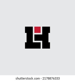 L- und H-Zeichen oder Logo. LH-Monogramm oder Logo mit rotem Quadrat. HL - Design-Element oder -Icon.