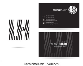 L & H joint logo line letter design with business card template