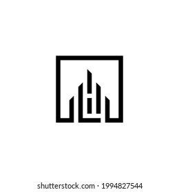 l h lh initial building logo design vector template