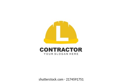 L Hard Hat Logo Design Inspiration. Vector Letter Template Design For Brand