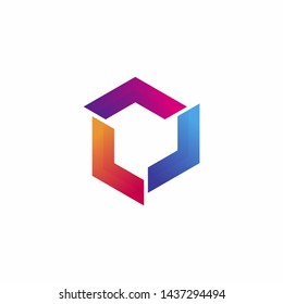 l hexagon logo vector color full