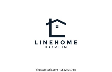 L For Home House Real Estate Line Logo Vector Icon Illustration Design