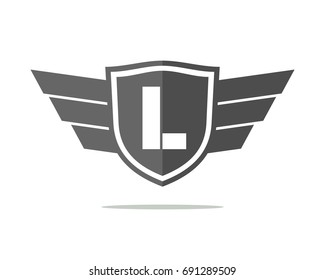 L Initial badge team template vector