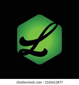 Imagen del vector del logotipo inicial del haxagon verde