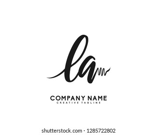 L A Initial Handwriting Logo Template Vector