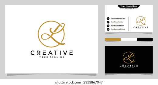 L Vector de plantilla de logotipo de escritura a mano inicial