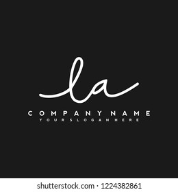 L A Initial handwriting logo vector