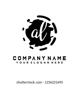 A L Initial handwriting logo vector