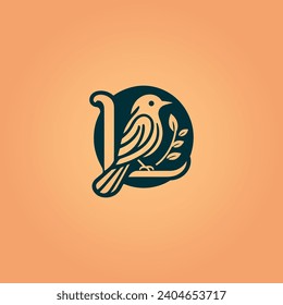 L Initial letter bird logo in simple minimalist negative space