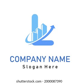 L Initial Letter Graph Upward Grow Up Logo Idea for Finance, Accountant, Management, Trading, Economy Business Company Brand Logo
