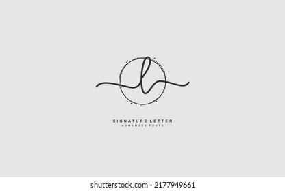 L Initial letter handwriting and  signature logo. A concept with template element.