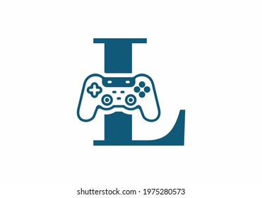 L initial letter with joystick shape design