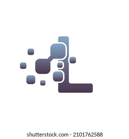 L Initial Letter Logo Design with Digital Pixels