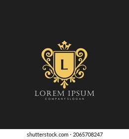 L Initial Letter Luxury Logo template in vector art for Restaurant, Royalty, Boutique, Cafe, Hotel, Heraldic, Jewelry, Fashion and other vector illustration art