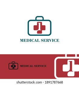 l initial letter Medical cross and bag for medical, medicine, hospital, drugstore, apothecary, pharmacy logo concept design vector