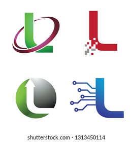 L - Initial Letter Technology and Internet Symbol Logo Collection