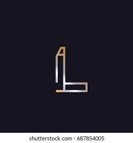 L initial letters elegant logo golden silver black background