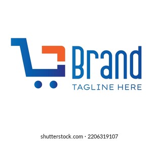 L initial logo concept with shopping cart template vector. Unique Shopping and Retail logo template. Trolley logo, Electronic commerce logo, shopping icon, buy and sell symbols. 