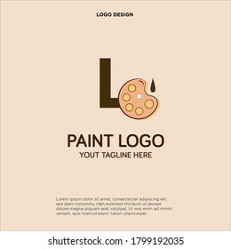 L initial logo design with palette and paint brush