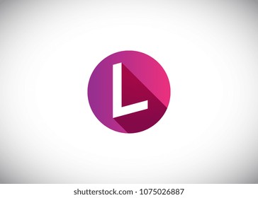 L Initial Logo designs with circle background. with long shadow.