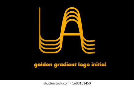 L A Initial Logo With Golden Gradient Touch