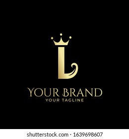 L initial logo with hair and crown in elegant style