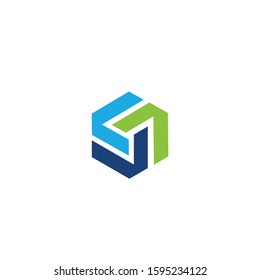 L initial logo, icon logo hexagon abstarct