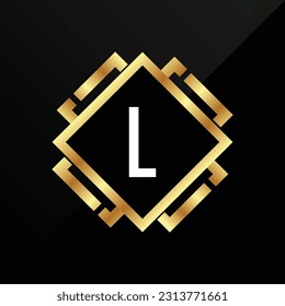 L Initial luxury gold Letter Type Logo Sign Symbol Icon Simple Elegance